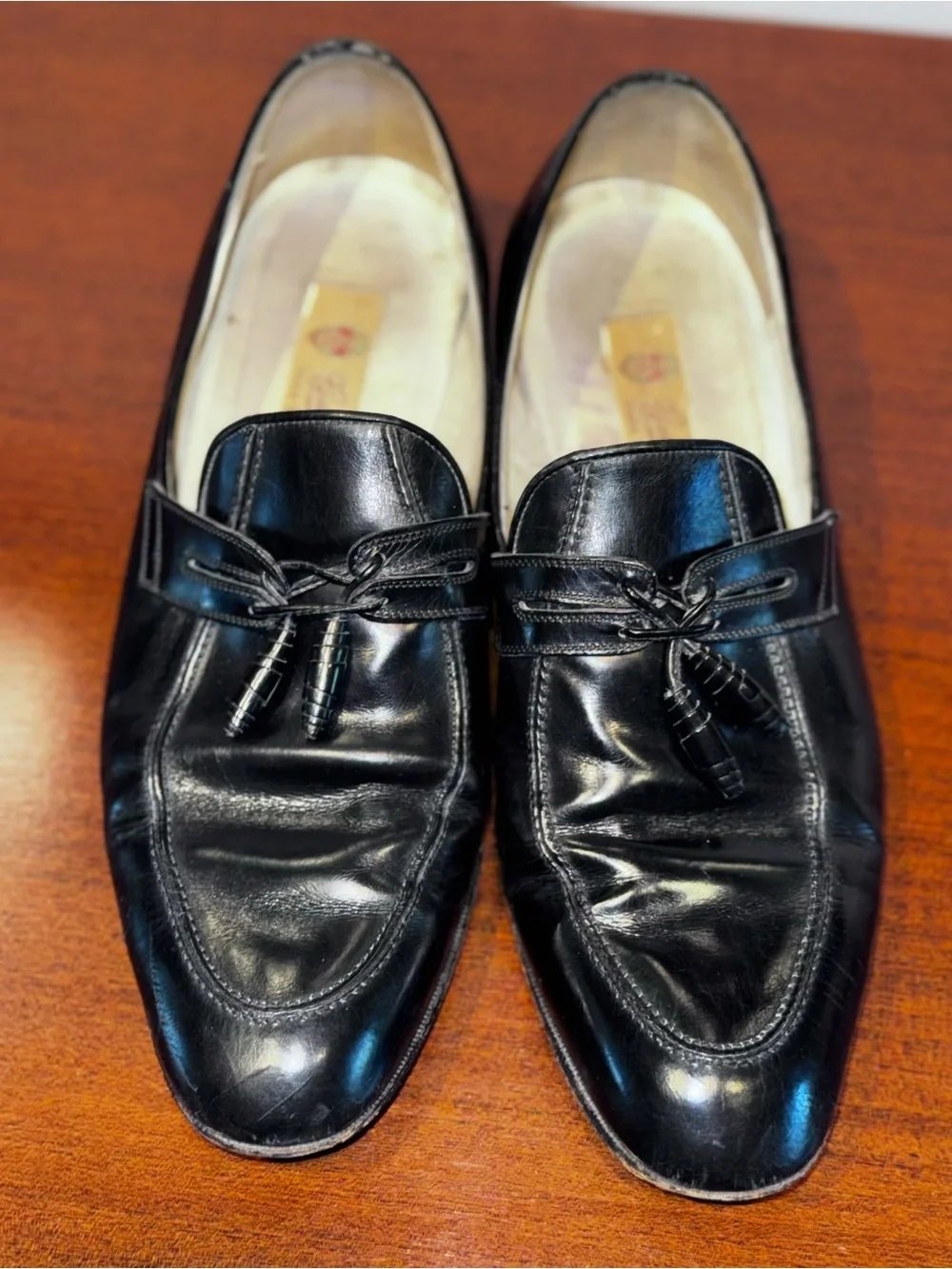 Gucci Black Leather Tassel Loafers